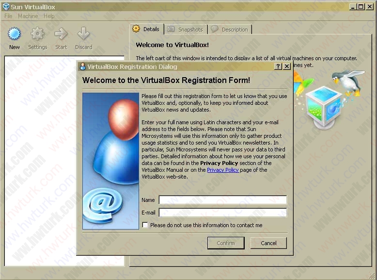 sun virtualbox kayıt ekranı sun virtualbox kayıt ekranı